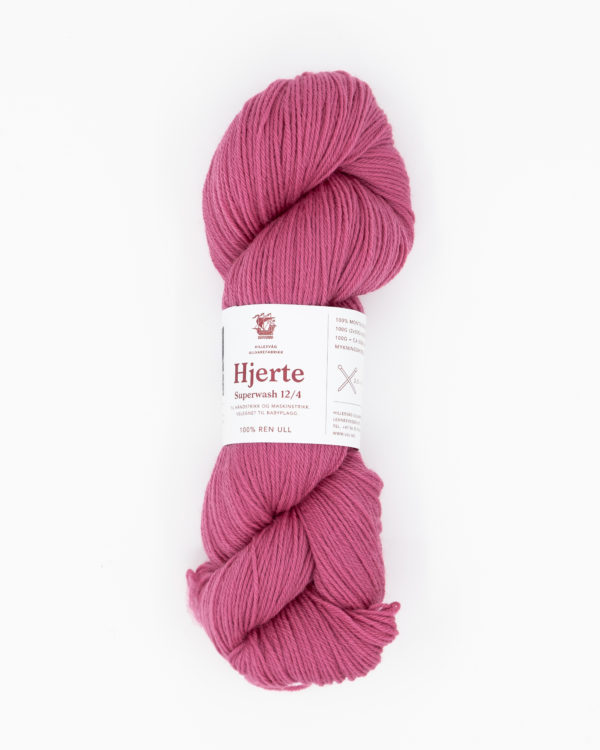 Hjerte superwash 12/4, støvet mørk rosa