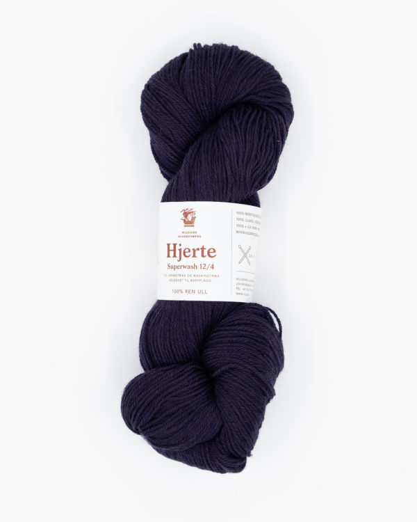 Hjerte superwash 12/4, mørk aubergine