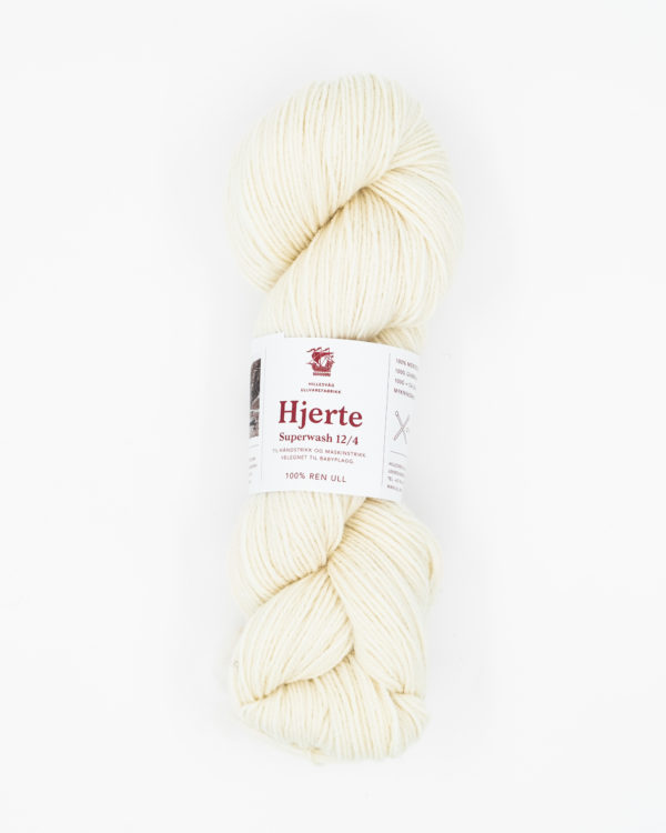 Hjerte superwash 12/4, ubleket hvit