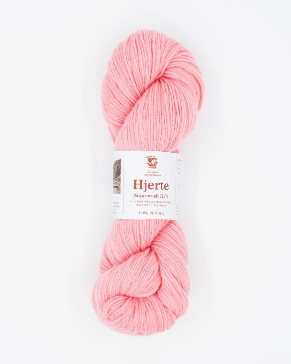 Hjerte superwash 12/4, bleik rosa