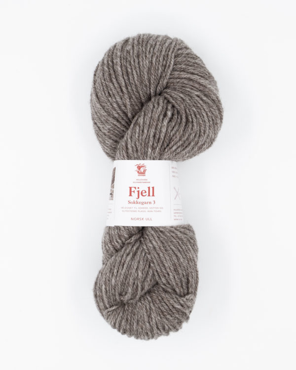 Fjell sokkegarn 3, melert mellombrun