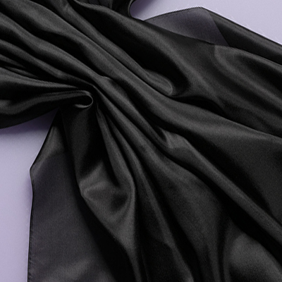 Pongee silke 136 cm - 28 g/m, svart